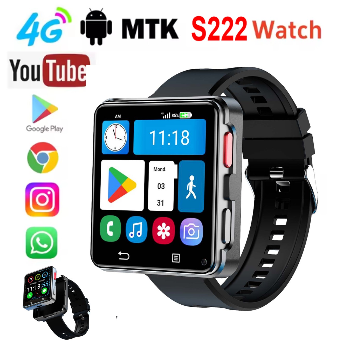 Watch Smartwatch Android - Reloj Inteligente S222 4G con Tarjeta